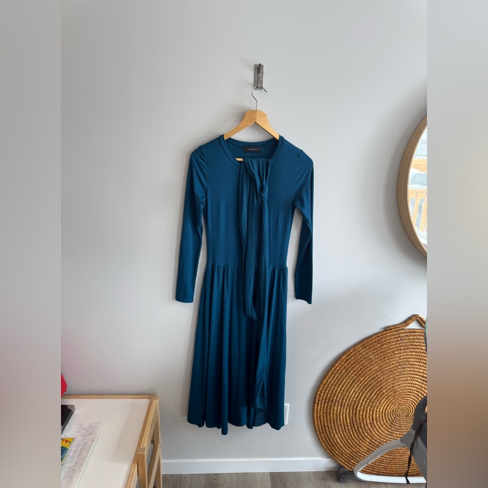 Workhall Blue Long Sleeve Crew Neck Sundress